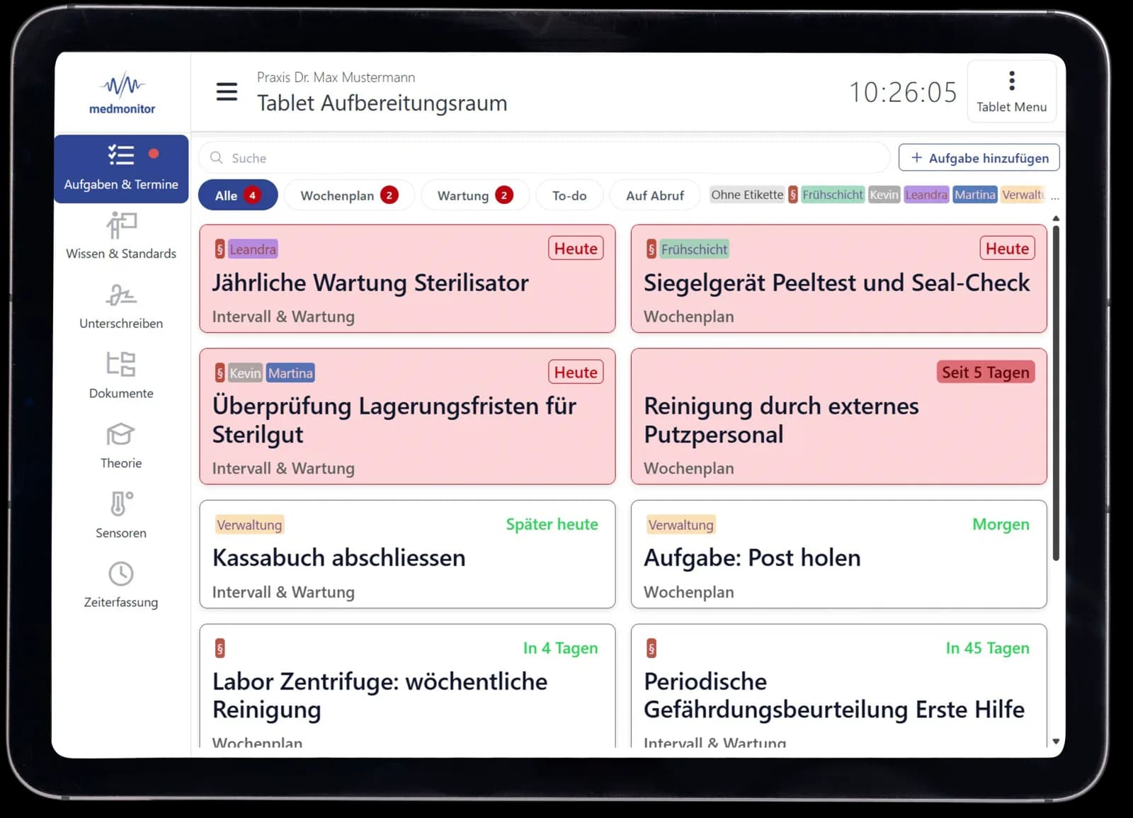 Medmonitor QM-App auf dem Tablet